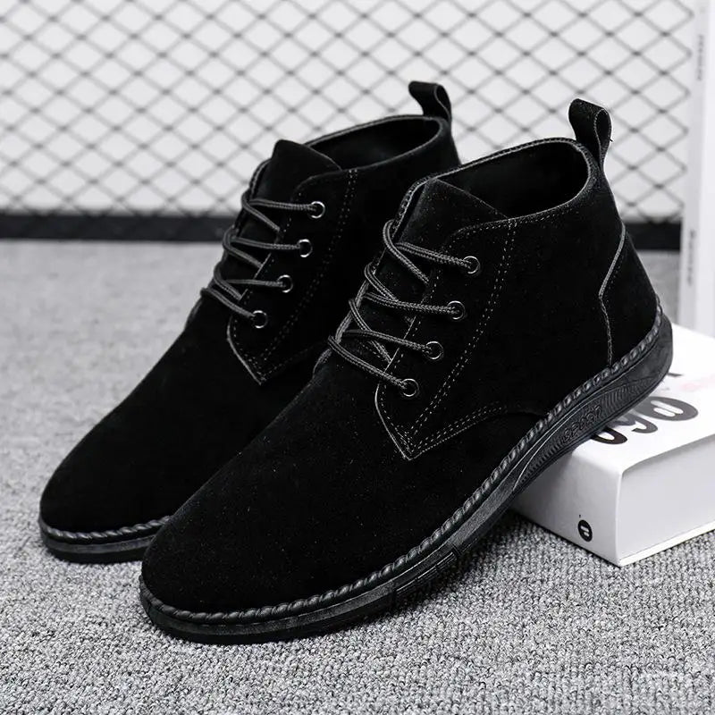 Men's High Top Faux Suede Lace-Up Casual Boots