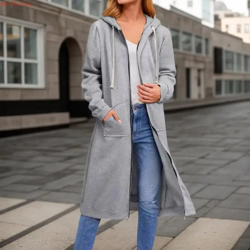 Jelieora Venture women's full zip hooded coat, black, with front pockets and adjustable drawstrings, suitable for cold weather.