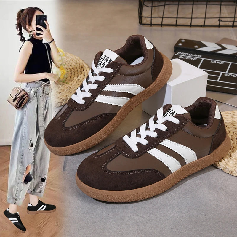 Women's Contrast Colour Casual Sport Sneakers | Lightweight Non-Slip Trainers