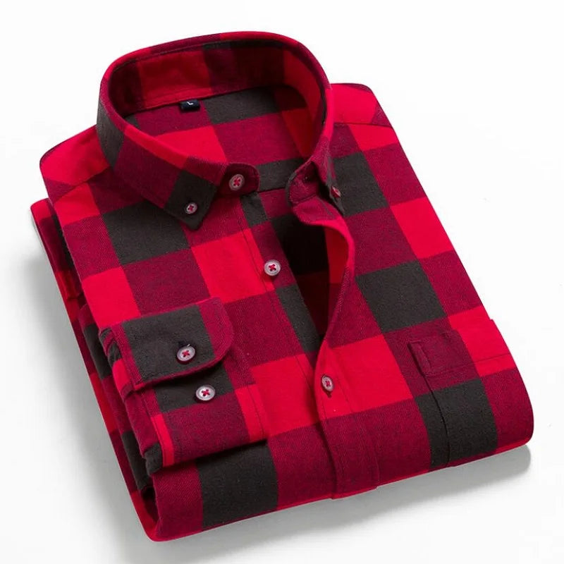 Men's Jelieora Venture flannel plaid shirt in 100% cotton, featuring a classic checkered pattern and button-up front.
