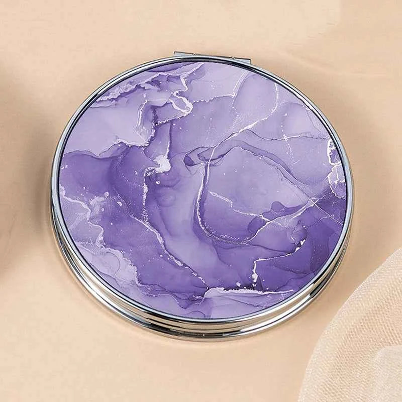 Vintage Stripe Compact Makeup Mirror | Portable Mini Bag Mirror