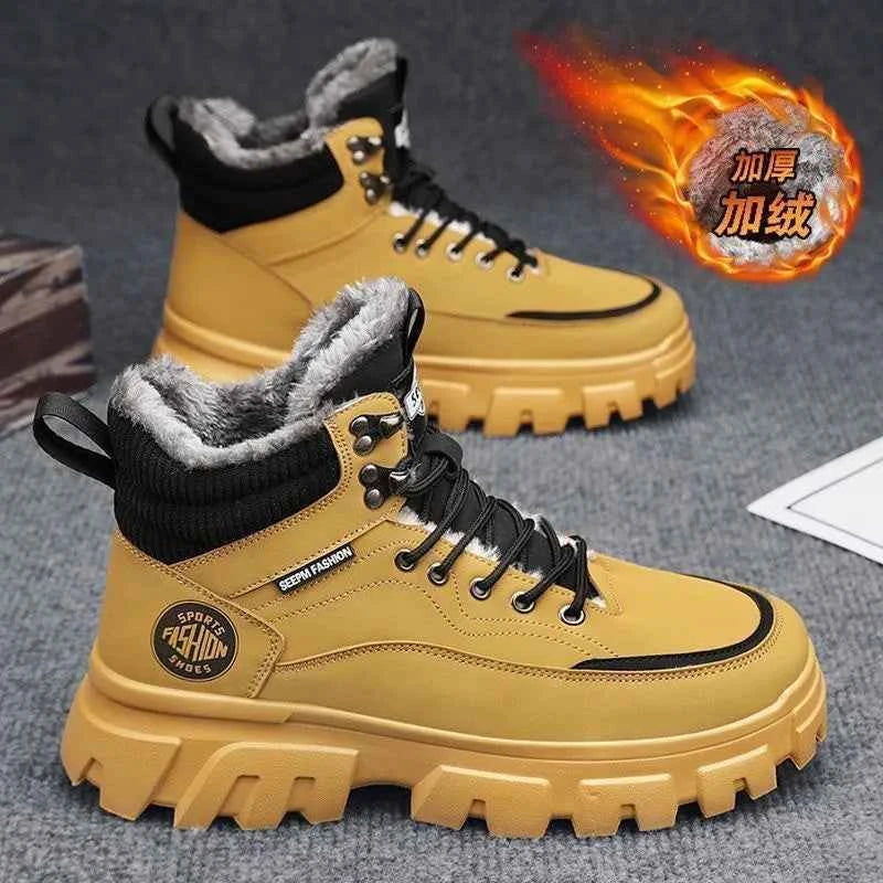 Men's High Top Faux Suede Lace-Up Casual Boots