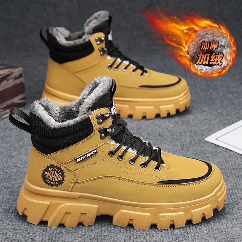 Men's High Top Faux Suede Lace-Up Casual Boots