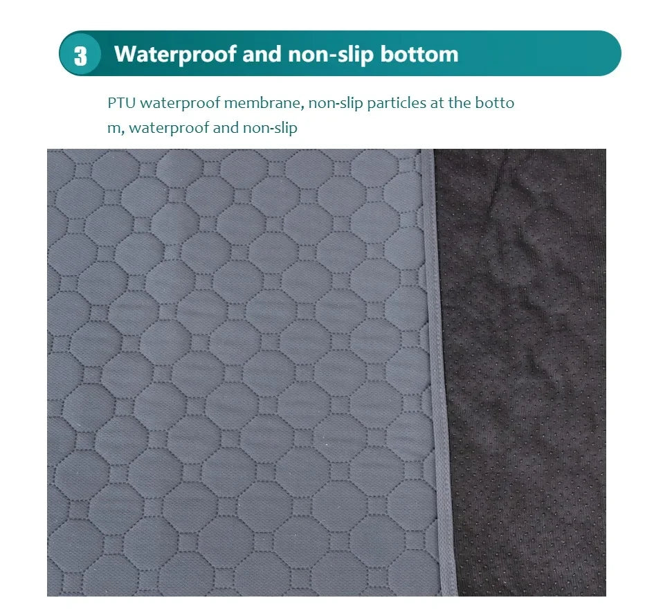 Jelieora Venture reusable dog pee pad blanket with absorbent surface, used as pet bed, urine mat, or car seat cover for puppies.