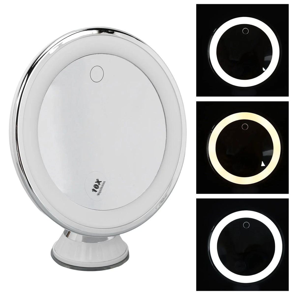 10x Magnifying Makeup Mirror with LED Lights & Suction Cup