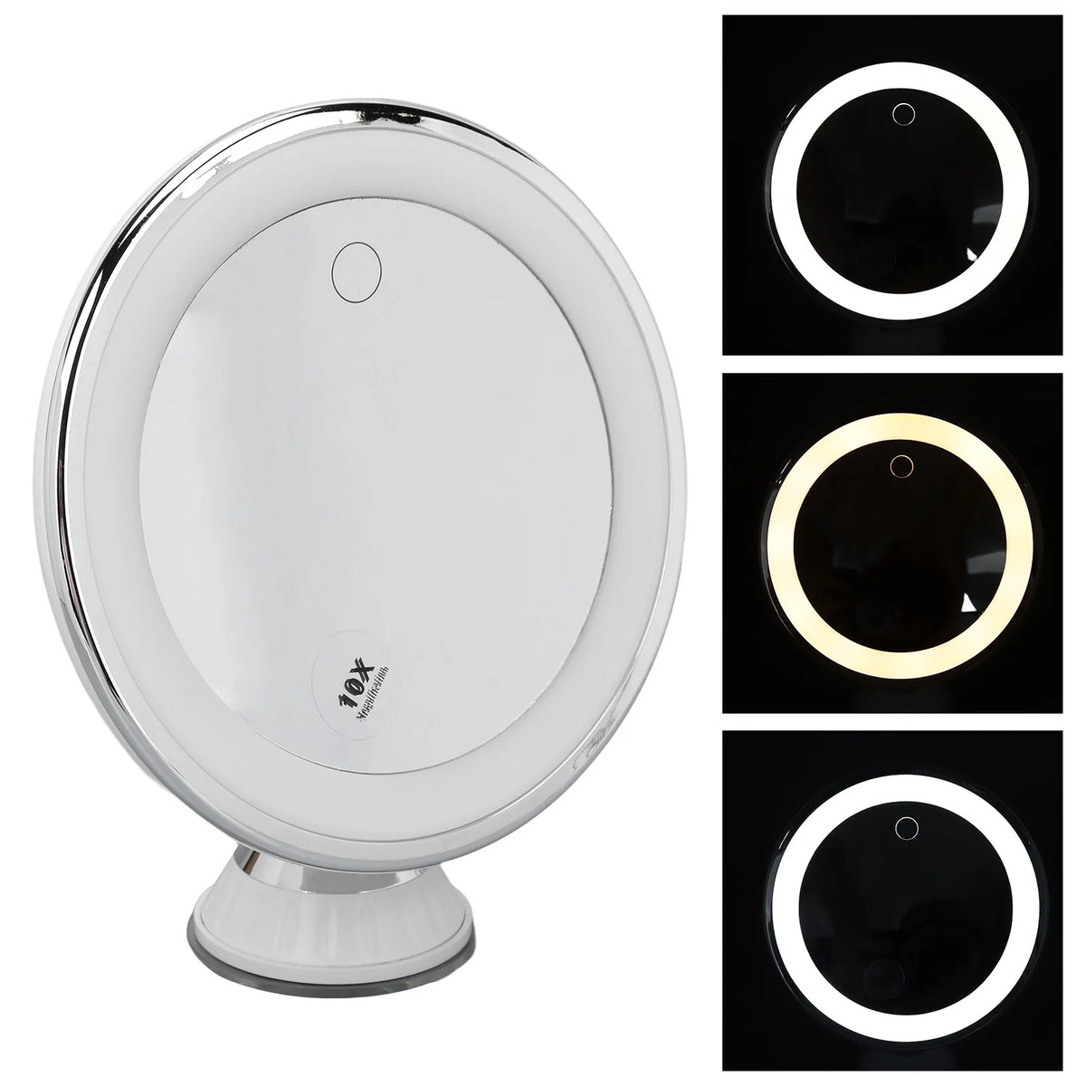 10x Magnifying Makeup Mirror with LED Lights & Suction Cup