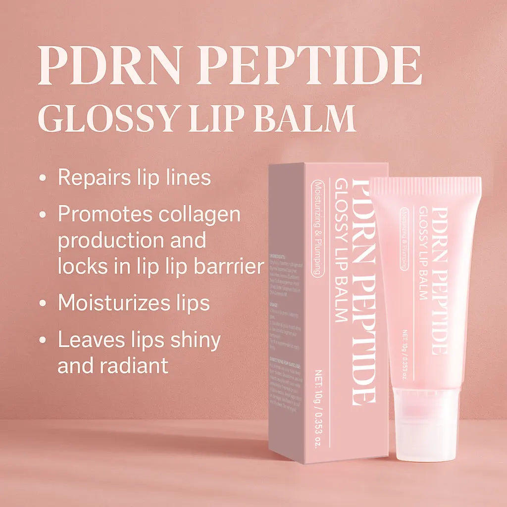 Jelieora Venture PDRN Peptide Jelly Gloss Balm in a clear tub, showing pink lip gloss with a glossy finish and moisturizing ingredients.