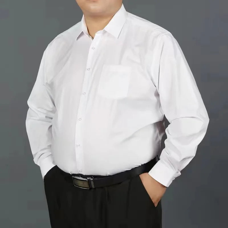 Plus size men's dress shirt by Jelieora Venture, featuring a classic collar and button-front design.