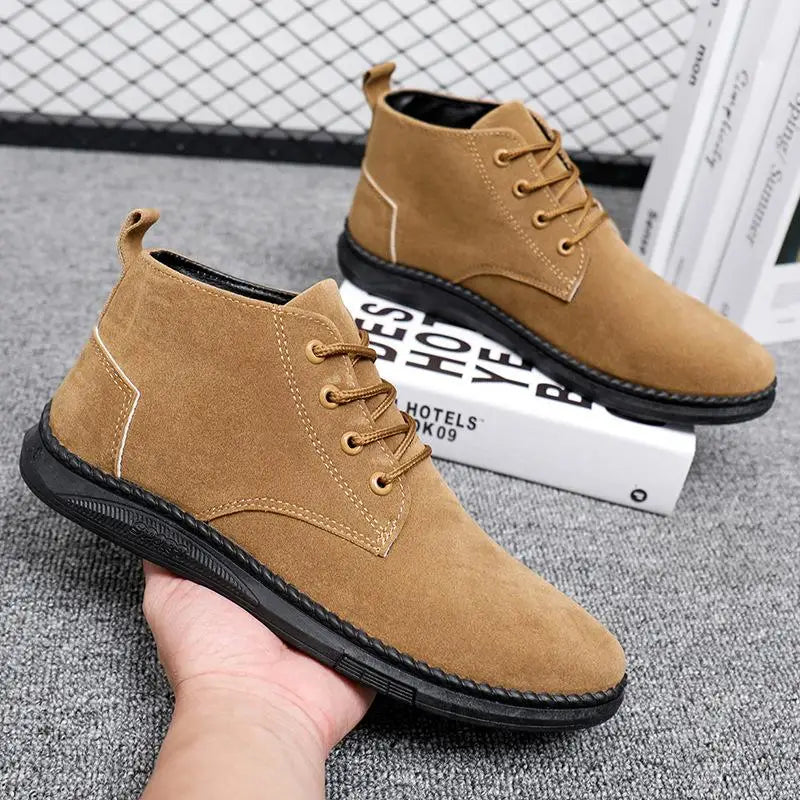 Men's High Top Faux Suede Lace-Up Casual Boots