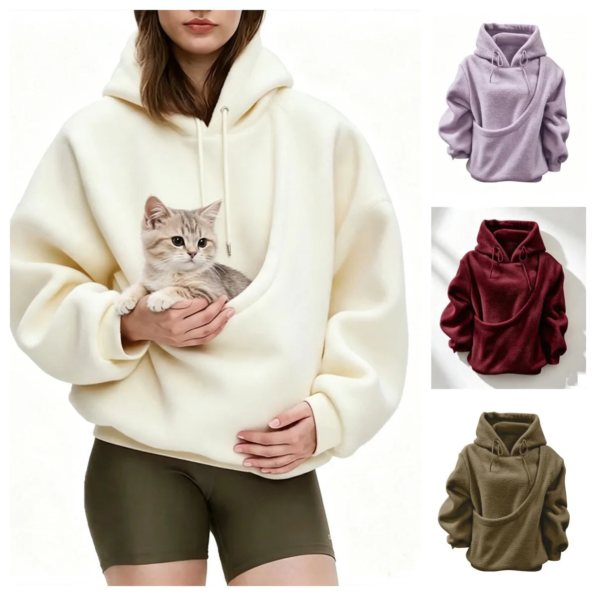 Unisex Pet Carrier Hoodie by Jelieora Venture featuring a cozy, stylish hoodie designed to carry small pets comfortably.