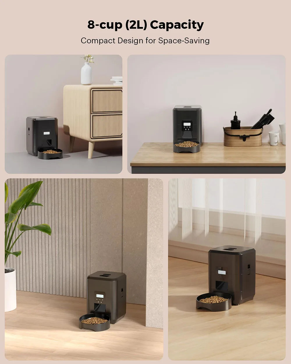 Automatic Jelieora Venture pet feeder for cats and dogs with timed, slow food dispensing and an easy-to-clean bowl.