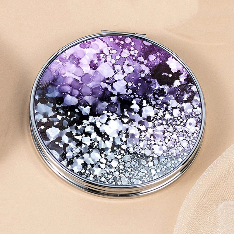 Vintage Stripe Compact Makeup Mirror | Portable Mini Bag Mirror
