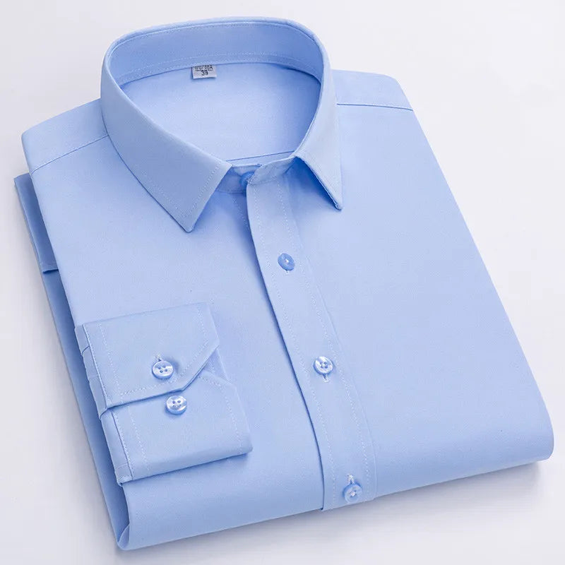 Men's slim fit long sleeve shirt by Jelieora Venture, shown in a classic design with a button-up front and collar.