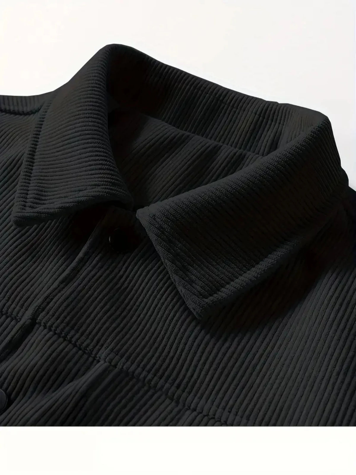 Men's Japanese style corduroy lapel jacket by Jelieora Venture, shown in a close-up view highlighting the collar and textured fabric.