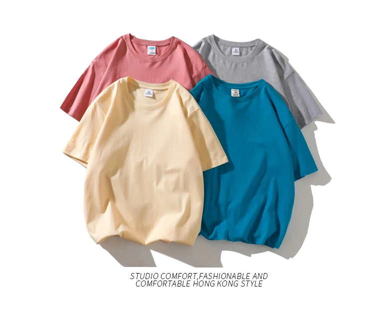 Men's solid basic hip hop cotton T-shirt by Jelieora Venture, displayed in a neutral color on a mannequin.