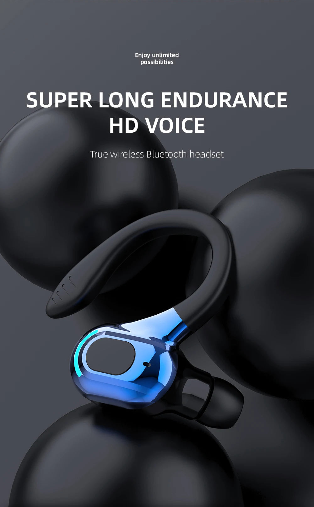 Bluetooth 5.2 Single Ear Wireless Earphone with Mic – Waterproof Mini Ear Hook (1 Earbud)