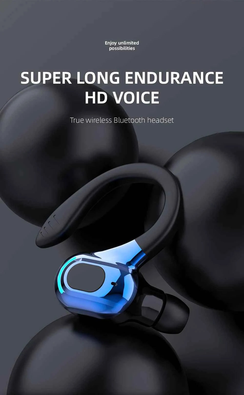 Bluetooth 5.2 Single Ear Wireless Earphone with Mic – Waterproof Mini Ear Hook (1 Earbud)