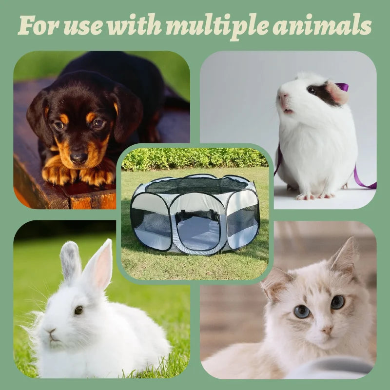 Foldable Jelieora Venture small animal playpen with cover, indoor/outdoor enclosure for chicks, puppies, kittens, and other small pets.