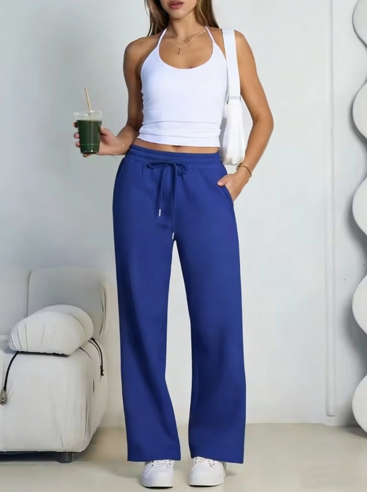 Women's wide leg jogger sweatpants by Jelieora Venture, shown in soft fabric with relaxed fit and elastic waistband.