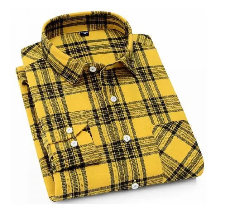 Men's 100% cotton flannel plaid shirt by Jelieora Venture, shown in a classic red and black checkered pattern.