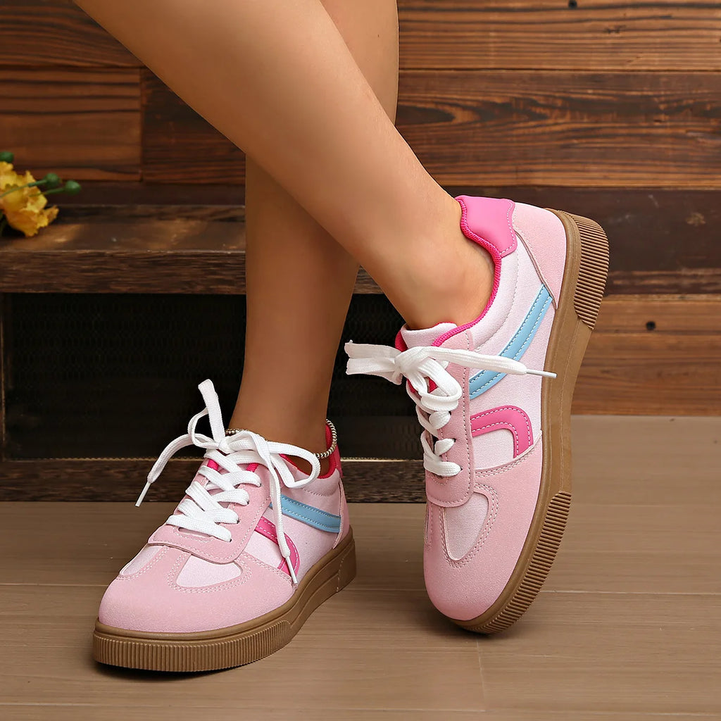 Women's Flat Casual Sports Sneakers | Lace-Up Rubber Sole