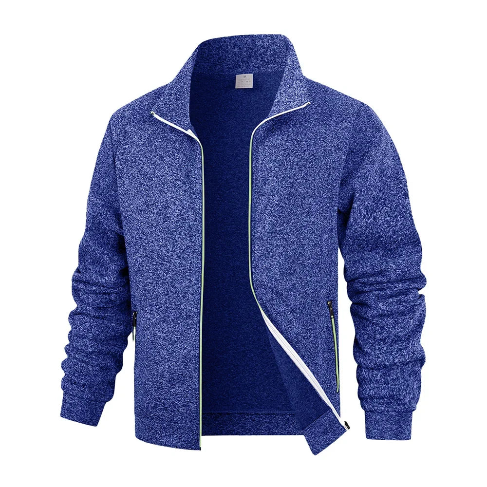 Men's fleece zip jacket by Jelieora Venture featuring a high collar and front zipper, in a cozy, textured fleece fabric.