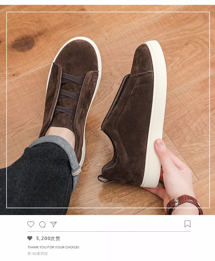 Men's suede leather casual shoes with thick soles from Jelieora Venture, featuring a stylish and comfortable footwear design.