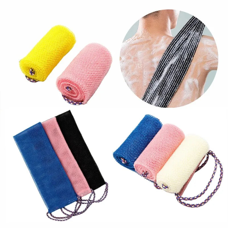 African net bath sponge by Jelieora Venture, 77cm long exfoliating shower body scrubber for back and skin smoothing.
