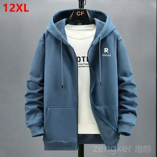 Men's plus size hooded zip sweatshirt by Jelieora Venture, featuring a front zipper and comfortable fit in a casual style.