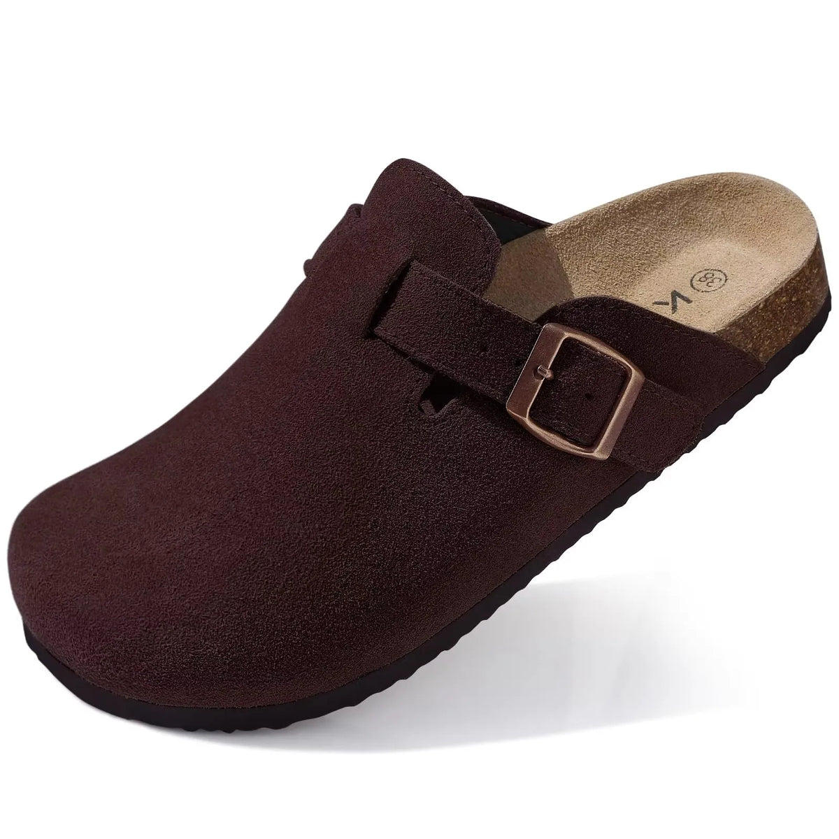 Women's suede cork footbed mule clogs by Jelieora Venture, featuring a stylish slip-on design and comfortable sole.