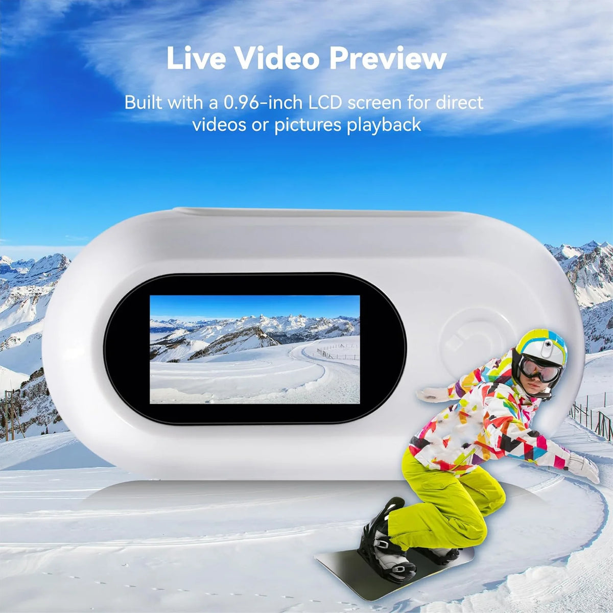 Jelieora Venture pet collar camera showing wide-angle lens, full HD image, lightweight design, with memory card support for outdoor use.