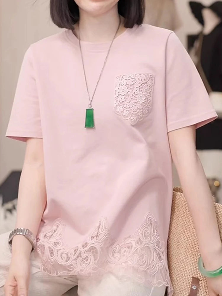 Women's lace hollow top by Jelieora Venture, featuring delicate lace details and a stylish, feminine design.