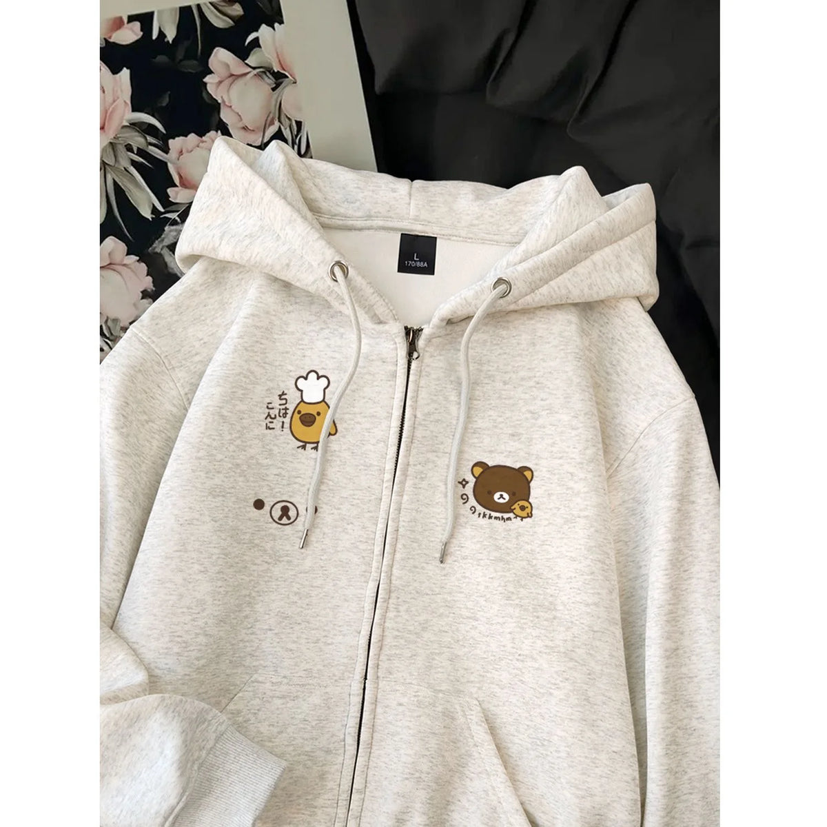 Women's dog print zip hoodie from Jelieora Venture featuring a cozy design with a playful dog pattern in soft fabric.