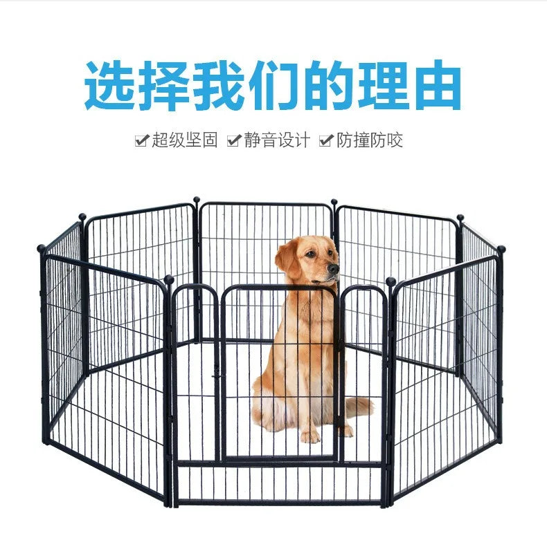 Jelieora Venture heavy-duty dog playpen with ground stakes, indoor outdoor pet fence for puppy safety and containment.
