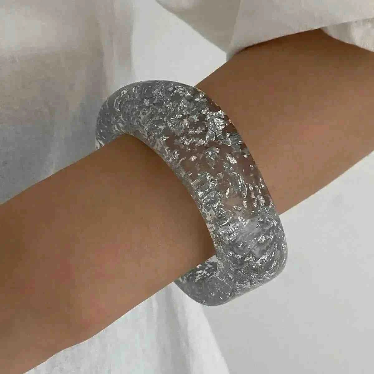 Boho Resin Geometric Bracelet | Funky Punk Irregular Wide Bangle for Women