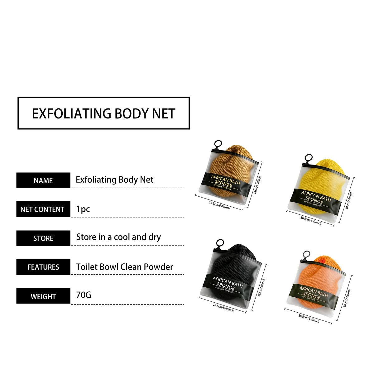 African net sponge exfoliating body scrubber, Jelieora Venture long nylon bath net for soft shower wash and back exfoliation.
