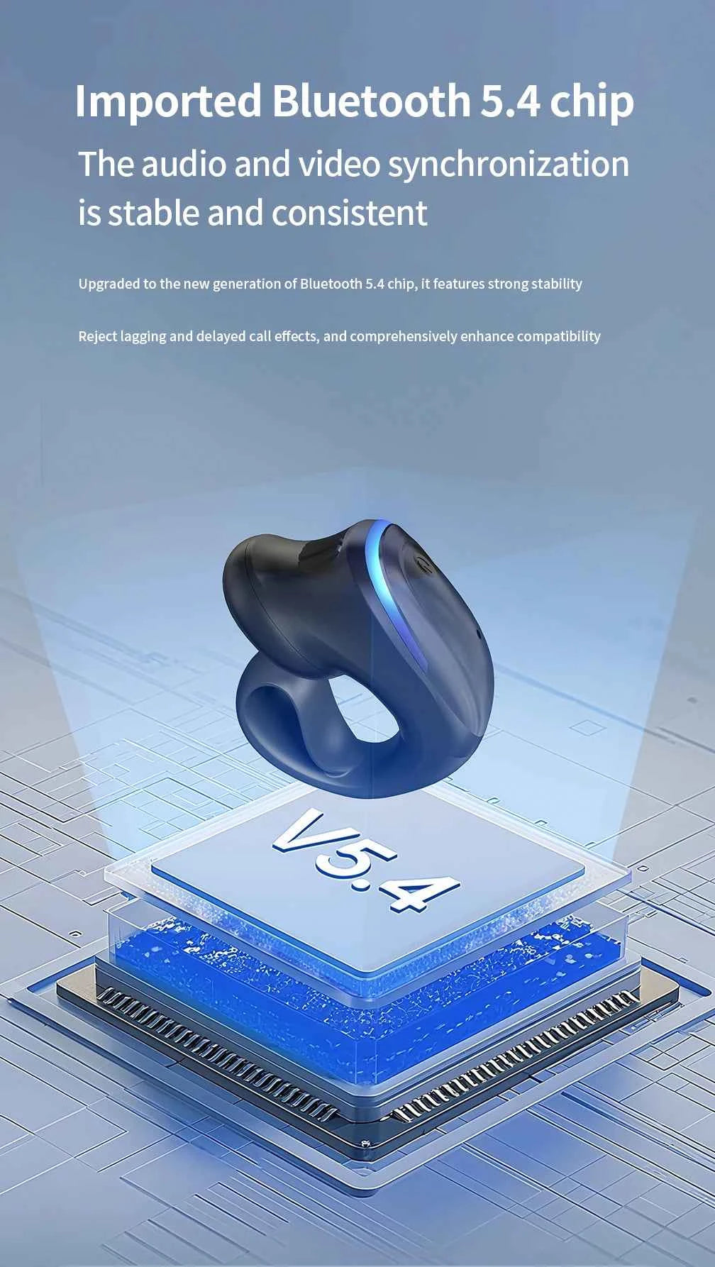 Wireless Bluetooth 5.3 Bone Conduction Clip Earphone | Single Ear Sport Headset
