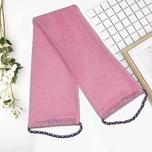 African net bath sponge by Jelieora Venture, exfoliating shower puff with foam towel for cleansing and back scrubbing in the shower.