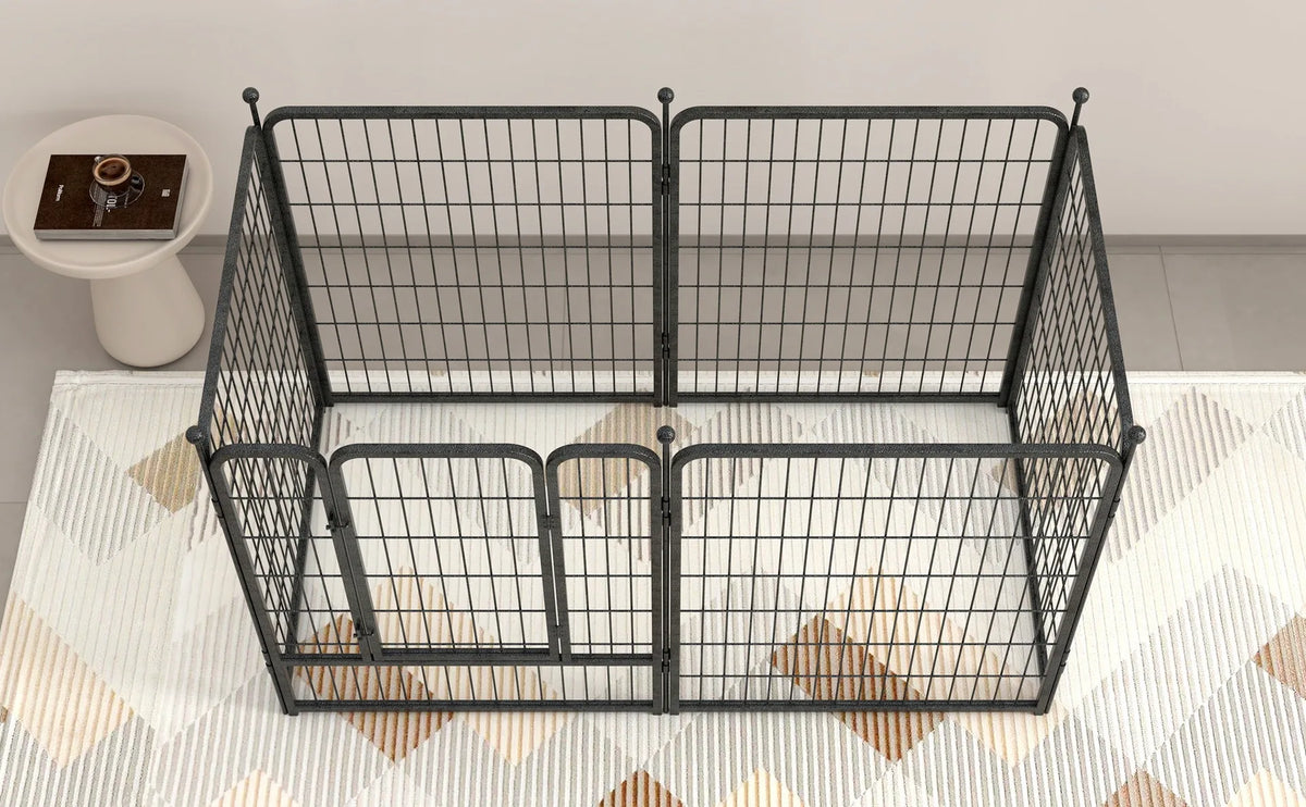 Heavy duty Jelieora Venture dog playpen with ground stakes, indoor outdoor pet fence for safe puppy and dog containment.