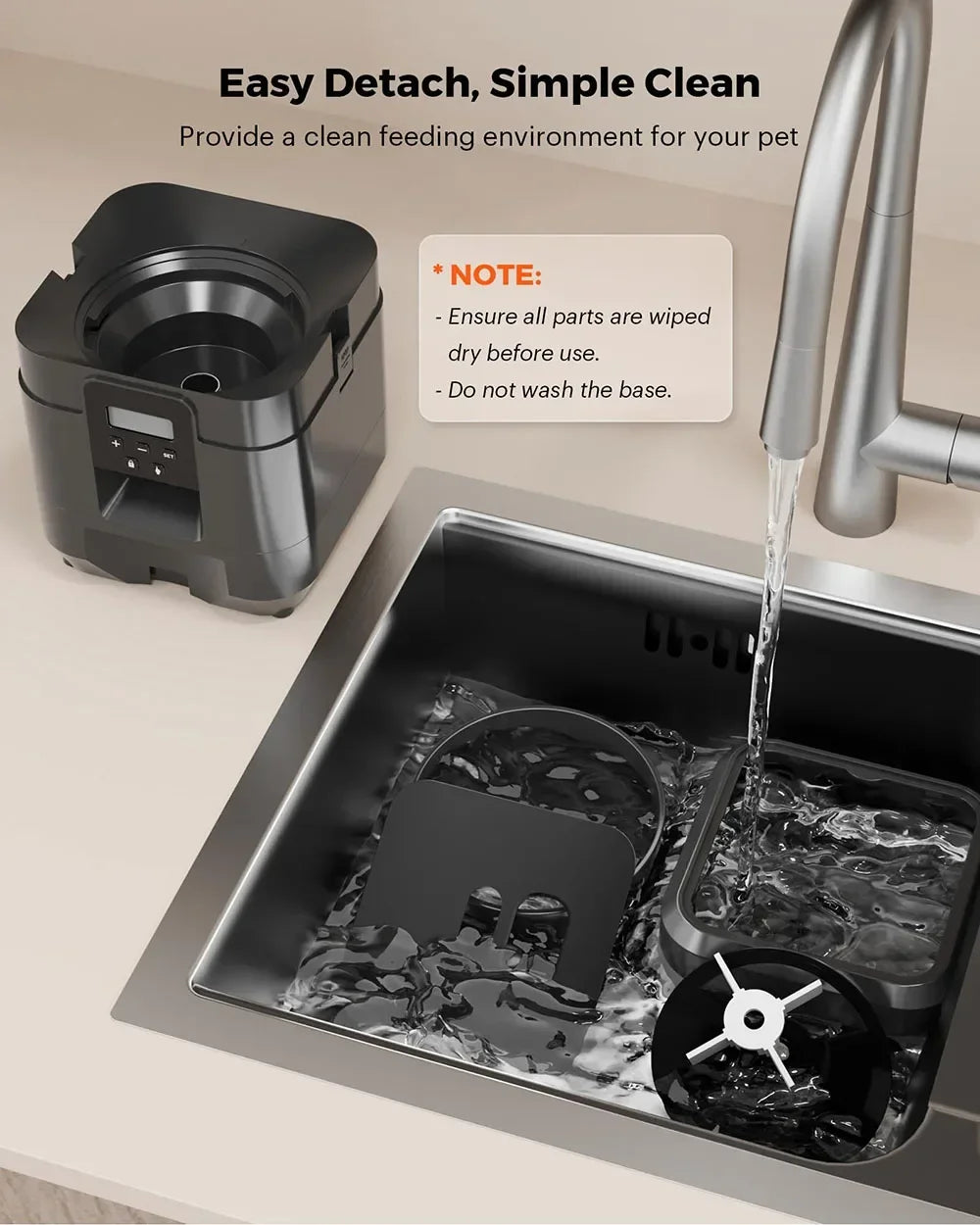 Jelieora Venture smart automatic pet feeder with digital timer, featuring a sleek design and food dispensing tray for pets.