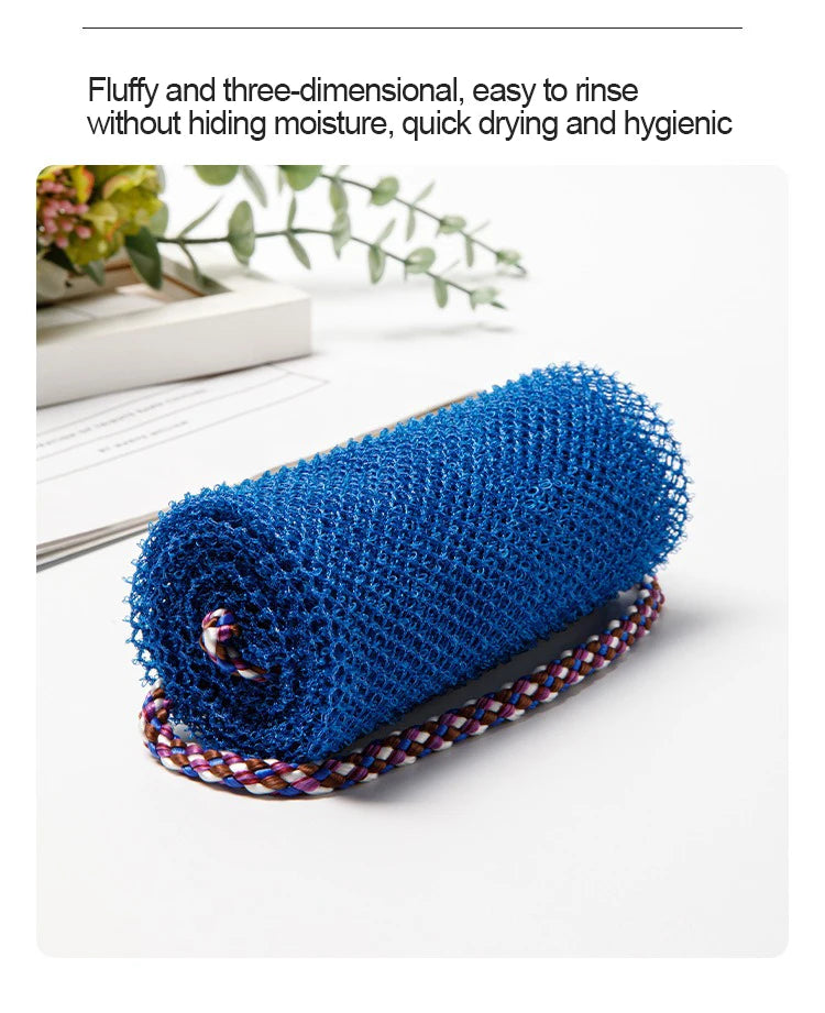 African net bath sponge by Jelieora Venture, shown as a lightweight exfoliating shower puff for back and body cleansing.