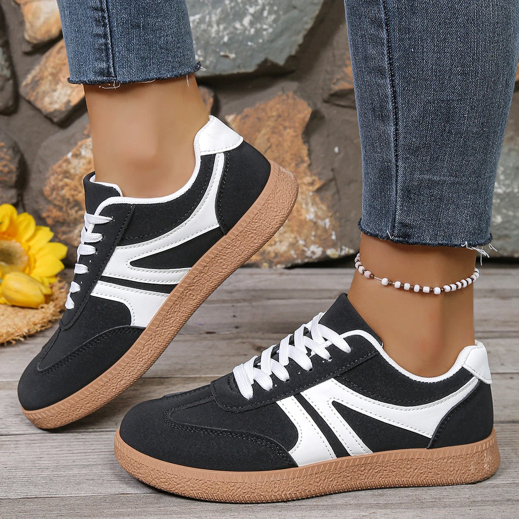 Women's Casual Lace-Up Sneakers | Round Toe Comfortable Walking Trainers
