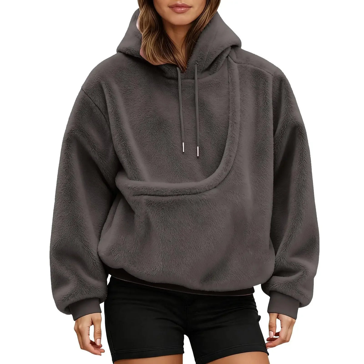 Unisex Pet Carrier Hoodie by Jelieora Venture featuring a cozy hoodie with a front pet pocket and casual fit.