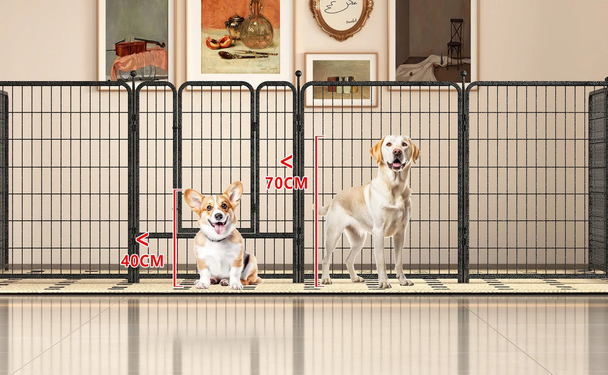 Jelieora Venture heavy duty dog playpen with ground stakes, indoor outdoor pet fence for puppy safety and containment.
