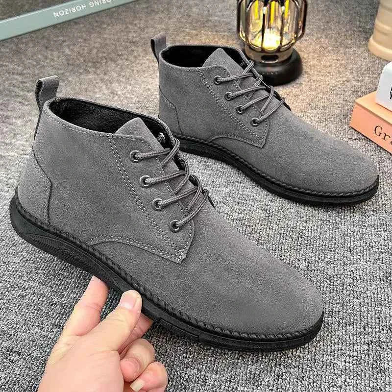 Men's High Top Faux Suede Lace-Up Casual Boots