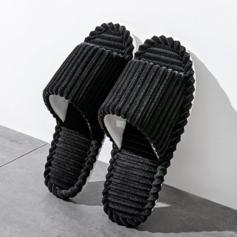 Men's open toe slippers by Jelieora Venture featuring soft fabric straps and comfortable soles for casual indoor wear.