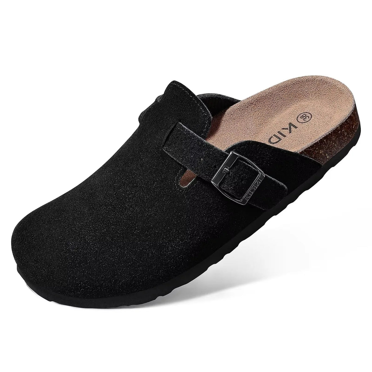 Women's suede cork footbed mule clogs by Jelieora Venture, featuring a stylish slip-on design and comfortable open-back style.
