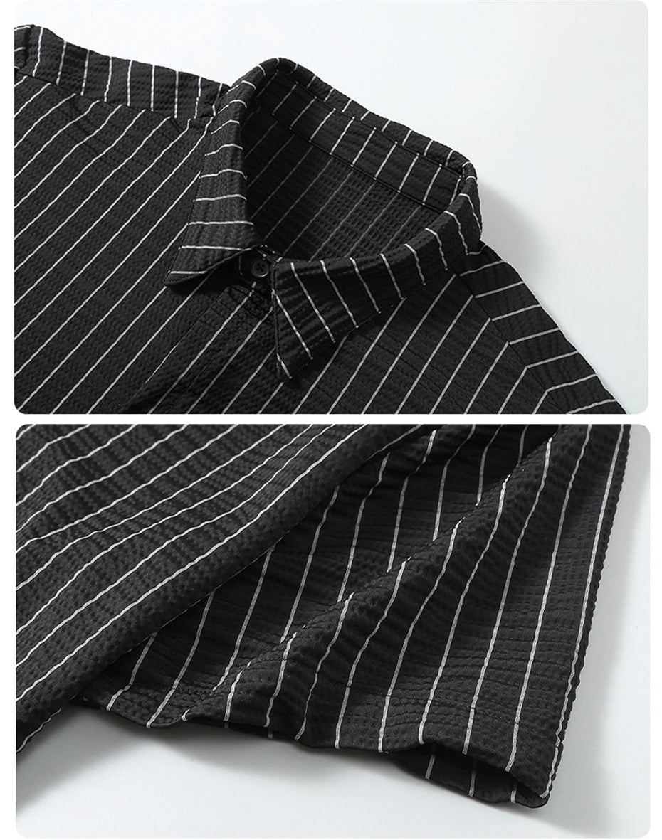 Men's plus size stripe shirt and shorts set by Jelieora Venture, summer co-ord in 4XL-11XL, featuring stylish striped design.