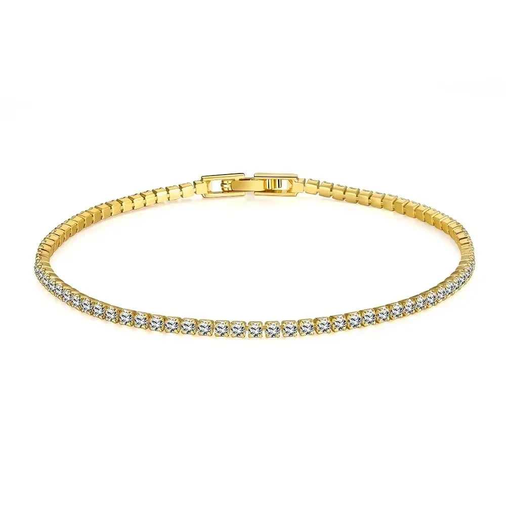 Sterling silver Jelieora Venture tennis bracelet with zirconia stones, adjustable 16-19cm, 2.5mm width, anniversary jewelry.
