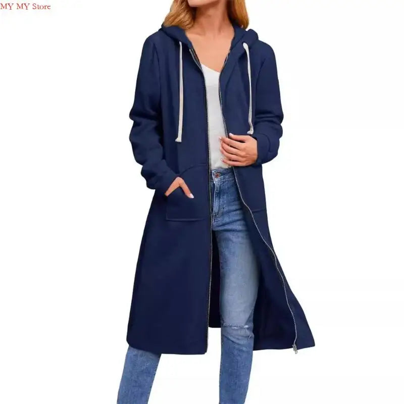 Jelieora Venture women's full zip hooded coat, stylish and warm outerwear with front pockets and a cozy hood, black color.